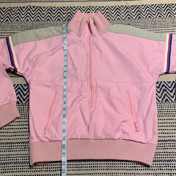 Vintage OSSI SKI-WEAR 3/4 Zip Pullover Pink w/stripes Lightweight Jacket Size M - Picture 4 of 6